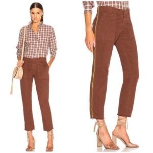 Nili Lotan Jenna Pant in Rust with Grosgrain Tape Size 6 Brown